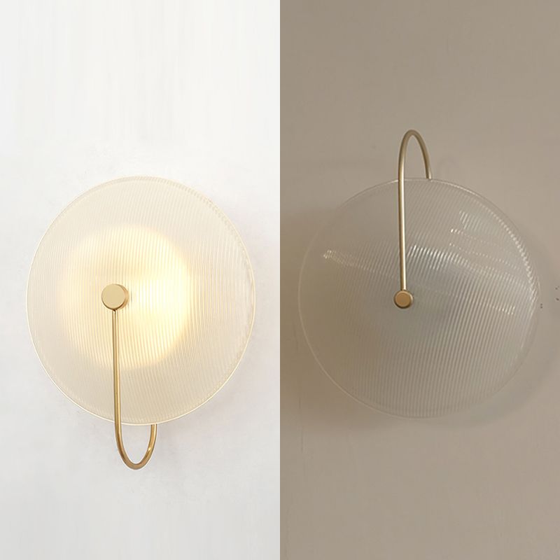 Round Sconce Light Fixtures Modern 1-Light Wall Mounted Lamp with Grass Shade
