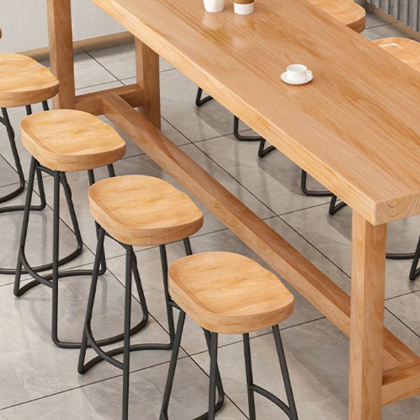 Modern Solid Wood Bar Table Natural Rectangle Bar Table for Kitchen Living Room