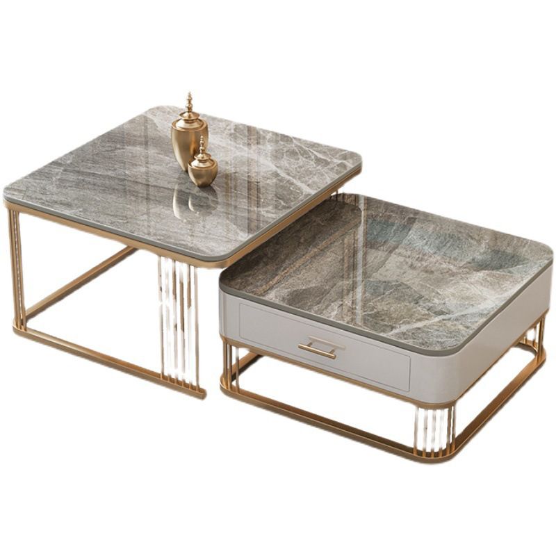 Frame Base 2 Nesting Coffee Table with Storage Metal Coffee Table Set
