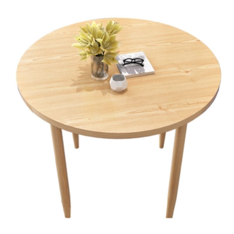 Natural Finish Round Dining Table Modern Dinette Table with 4 Legs