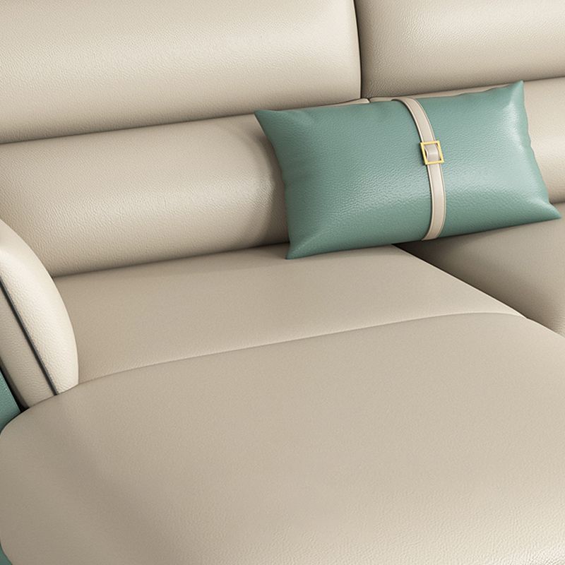 Genuine Leather Sectional Sofa 36.22" High Green Sofa for Living Room