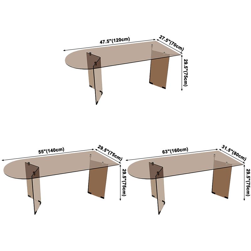 Glass Contemporary Free Form Dining Table Glass Table for Dining Room and Kitchen