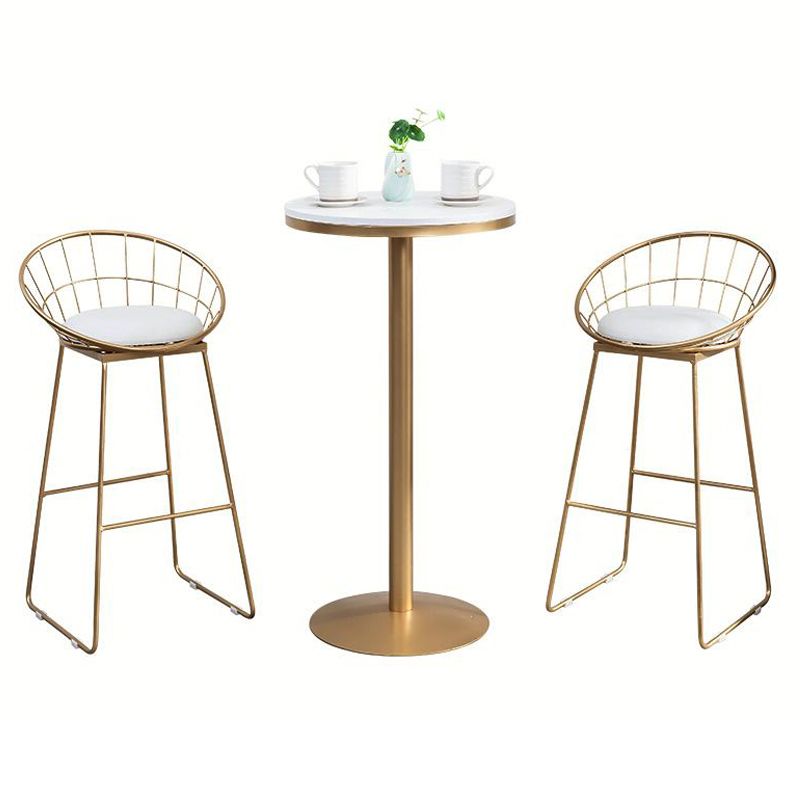 Metal and Wood Set 1/2/3 Pieces Contemporary Round Bar Stool and Table Set