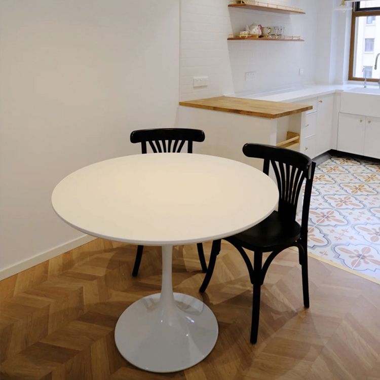 Ronde tulpen moderne eettafel witte toon vaste tafel met sinteren steen