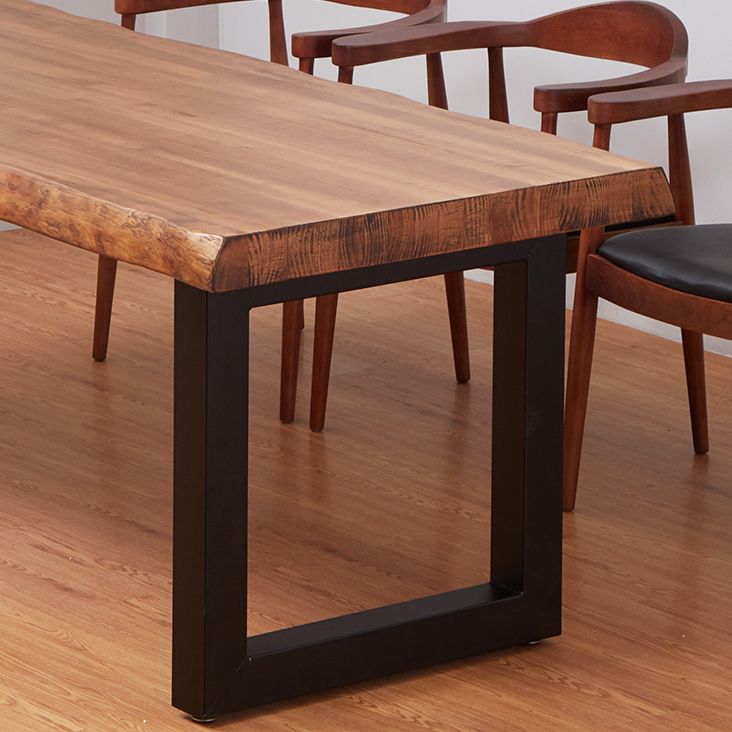 Metal Industrial Rectangle Indoor Table Solid Wood Top Table with Sled Base