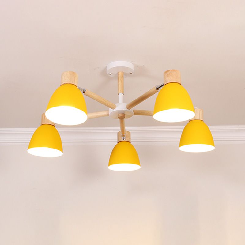 Bell Chandelier Light Fixtures Macaroon Multi-Head Hanging Lamps with Aluminum Shade