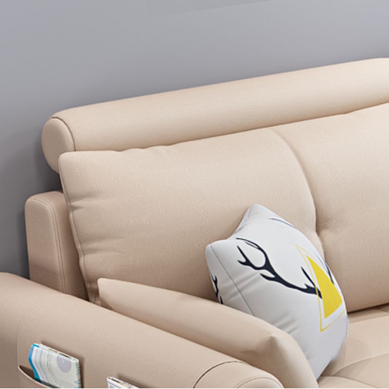 Faux Leather and Linen Pillow Top Arm L-Shape Furniture Sectionals