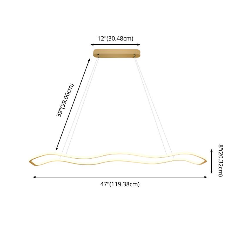 Metal Wavy Island Pendant Light Modern Style LED Island Lighting Fixture for Dinning Room
