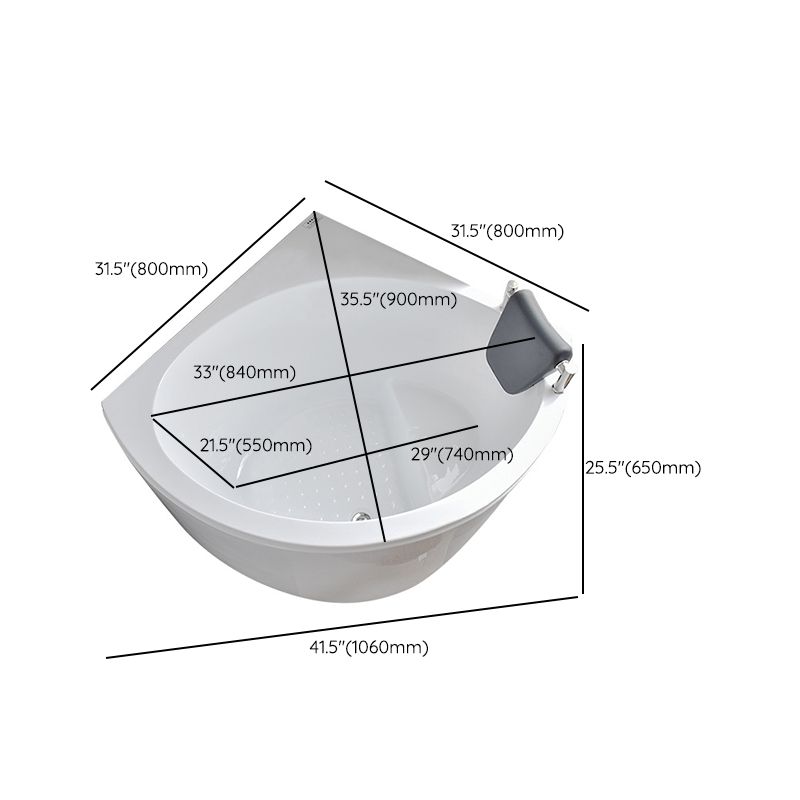 Corner Acrylic Bathtub Soaking White Modern Back to Wall Bath