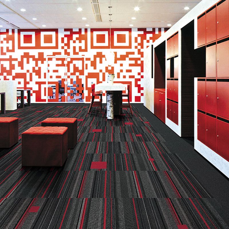Stripe Printed Carpet Tiles Office Room Loose Lay Level Loop Square Carpet Floor Tile