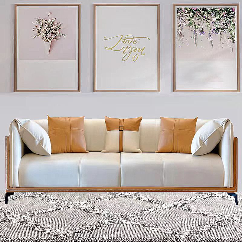 29.5" H Contemporary Faux Leather Pillow Top Arm Sofa for Living Room