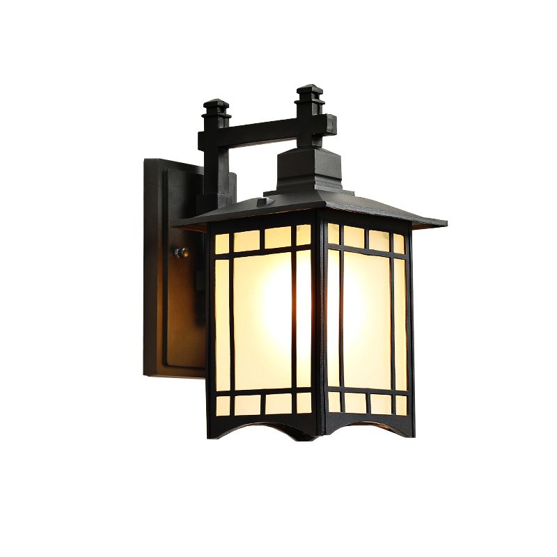 Rectangular Outdoor Wall Lighting Rustic Metal 1-Light Black Finish Sconce Wall Light