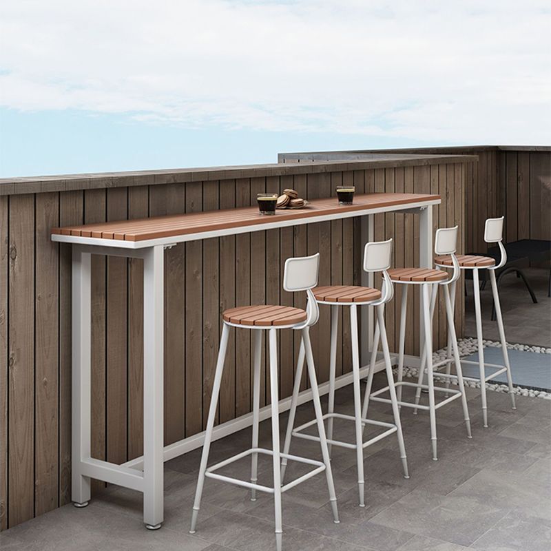 Metal and Wood Rectangular Table, Industrial Style Minimalist Balcony Outdoor Bar Table