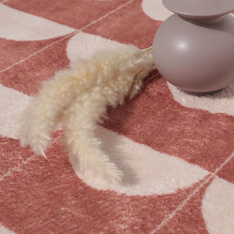 Modern Area Carpet Checkerboard Grid Pattern Rug Washable Polyester Carpet with Non-Slip Backing