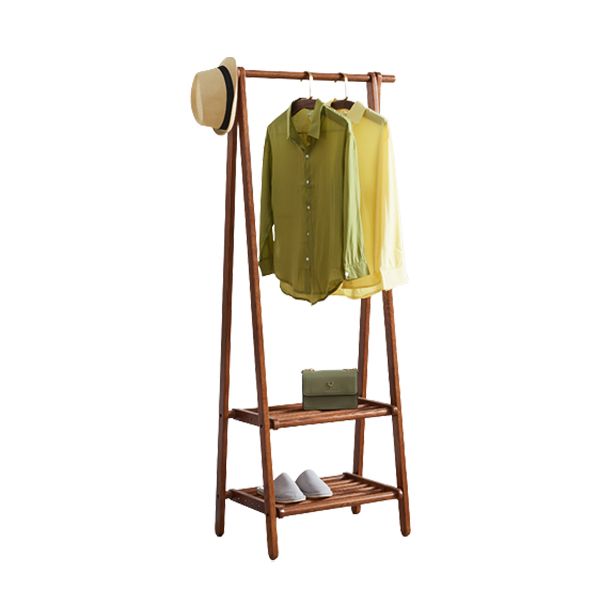 Brown Contemporary Style Armoire Ash Wood Open Armoire with Clothing Rod