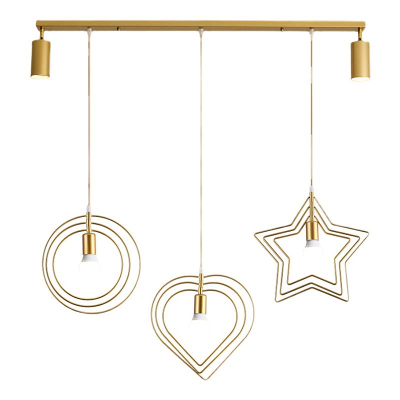 3 Light Cylinder Island Light Modern Metal Island Light Fixture in Gold