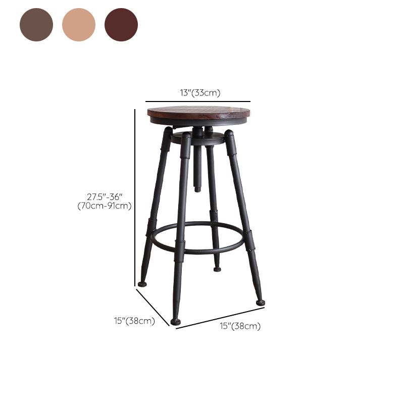 Industrial Rotatable Armless Counter Stool Iron Bar Stool with Pedal
