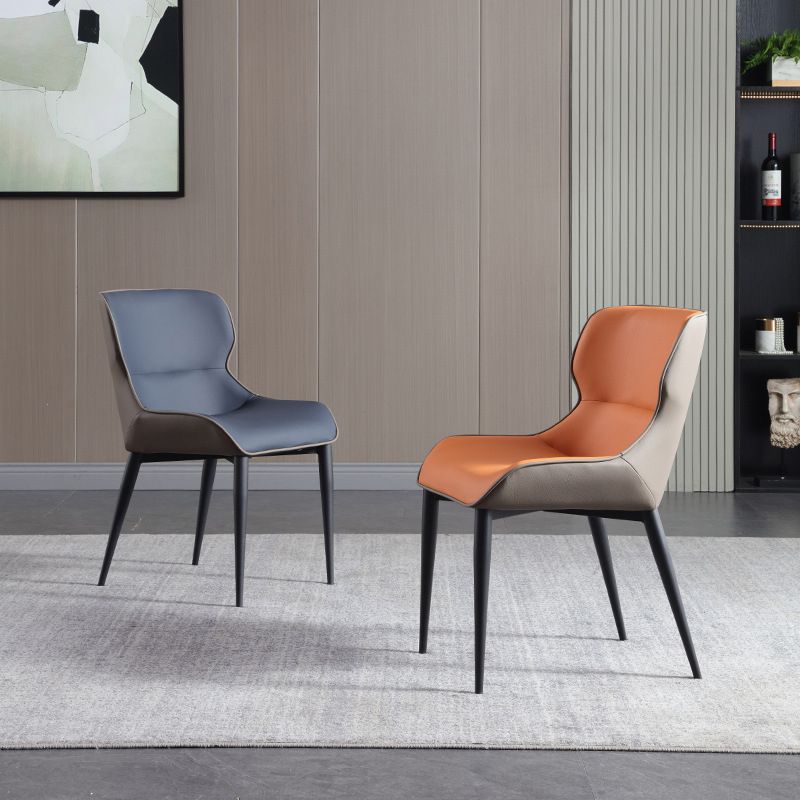 Esszimmerstühle aus Leder im minimalistischen Stil, Esszimmerstühle mit Ohrensessel (2er-Set)