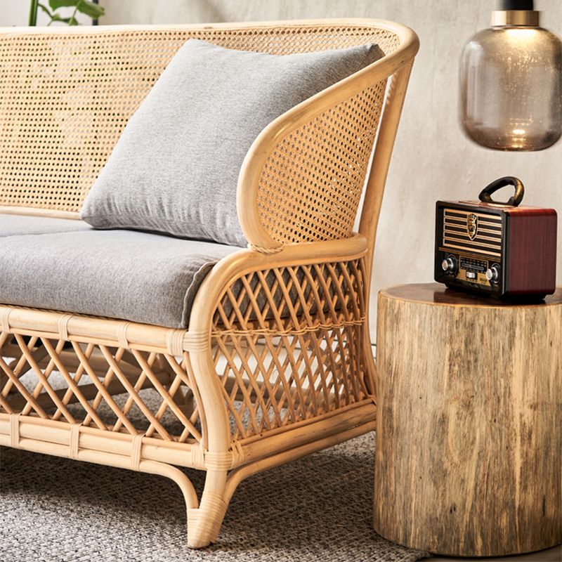 Scandinavian Wood Frame Cotton Blend Sofa in Gray For Living Room