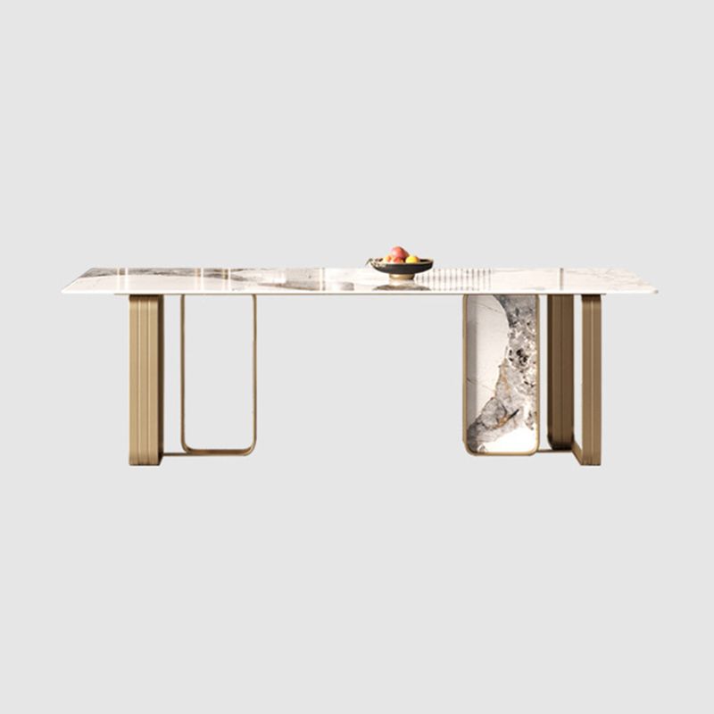 Mesa de comedor de piedra sinterizada moderna Juego de comedor de patas de oro de altura estándar para uso en el hogar