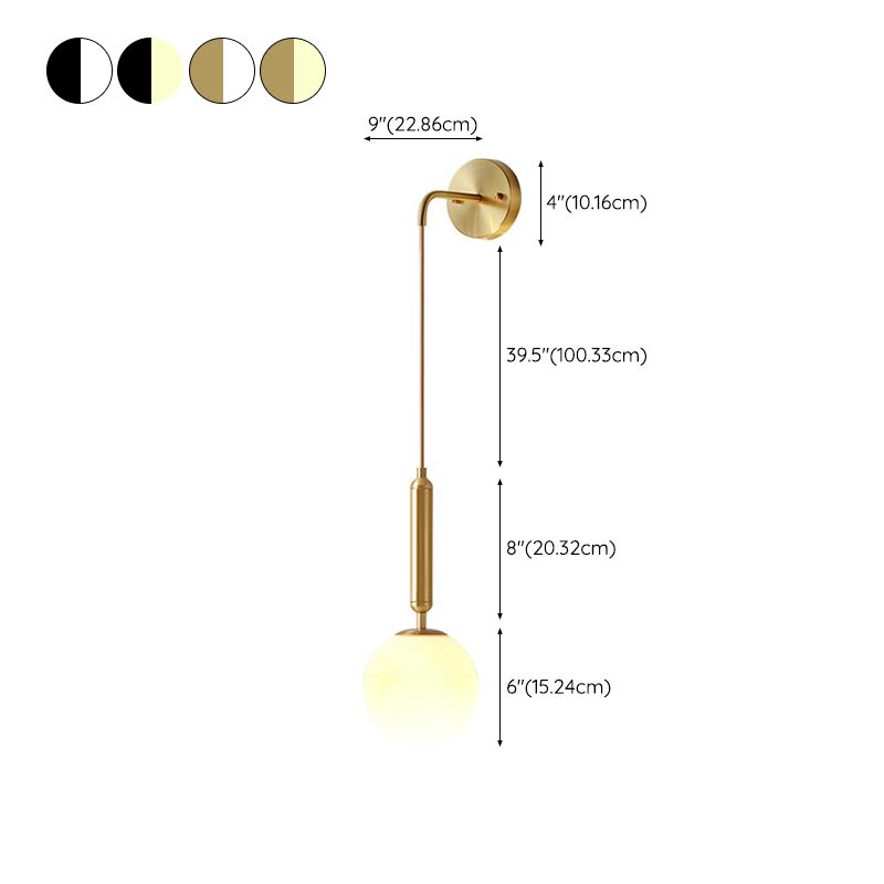 Sphere Shape Glass Wall Light Fixture Modern Style Wall Lamp for Dining Room