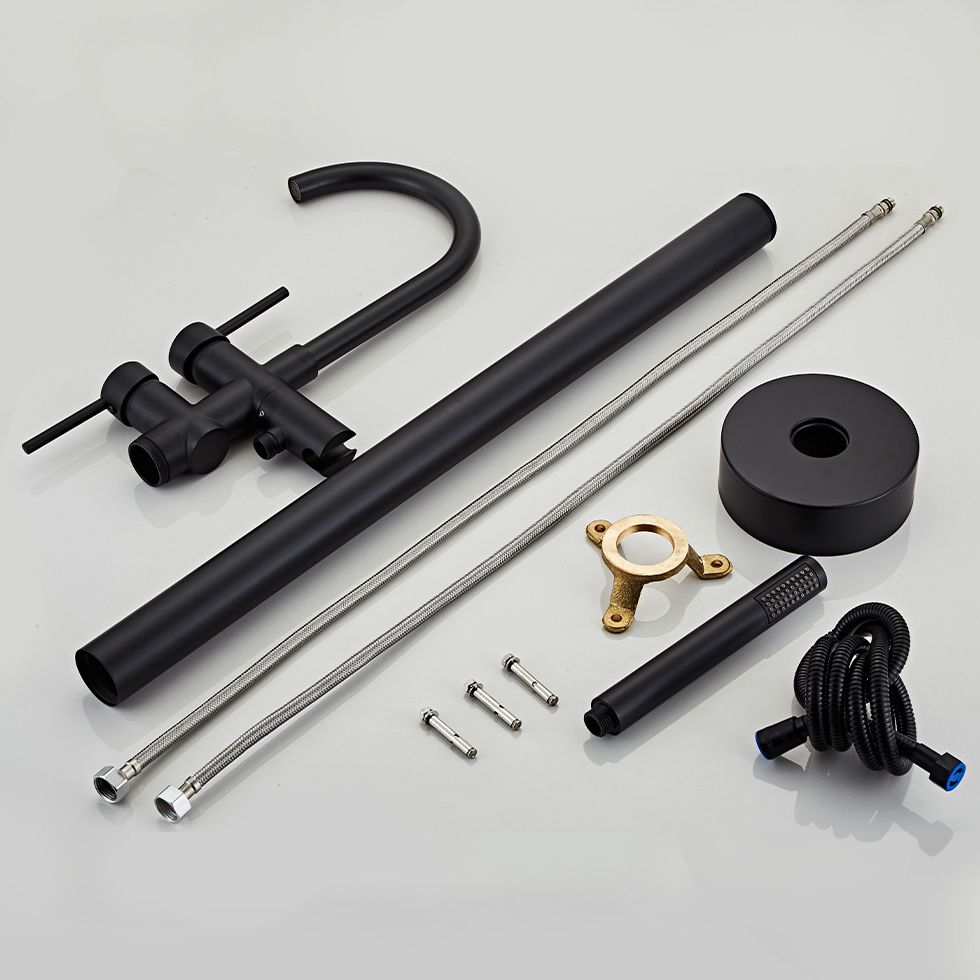 Traditional Floor Mounted Freestanding Tub Filler Double Handles Bathtub Faucet