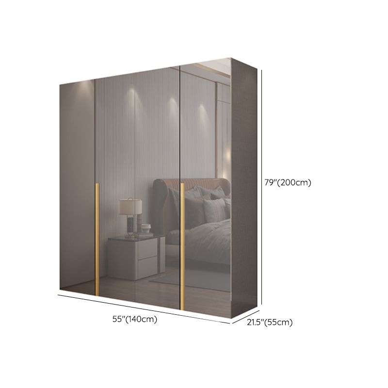 White Paint Light Luxury Wooden Wardrobe with Shelves and Sliding Door