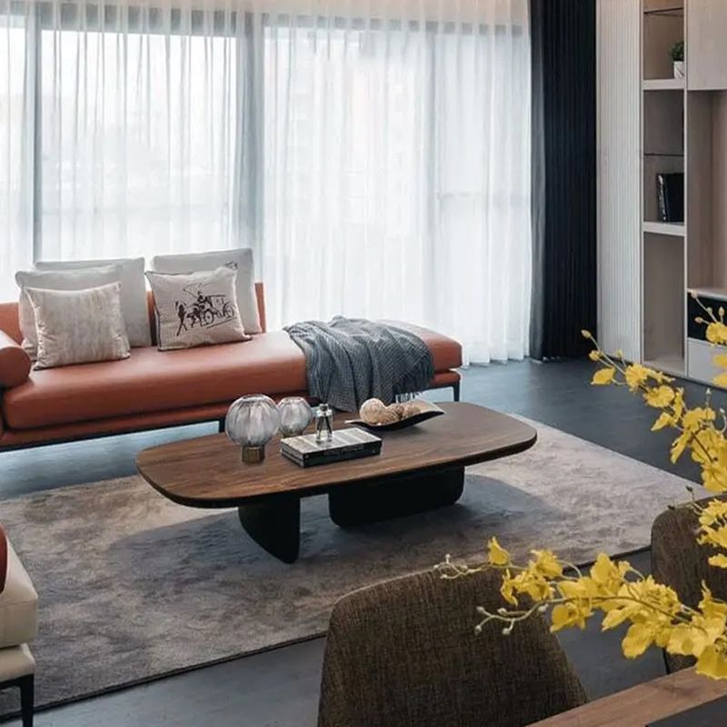 15.75" Tall Scandinavian Coffee Table Wooden Coffee Table in Walnut