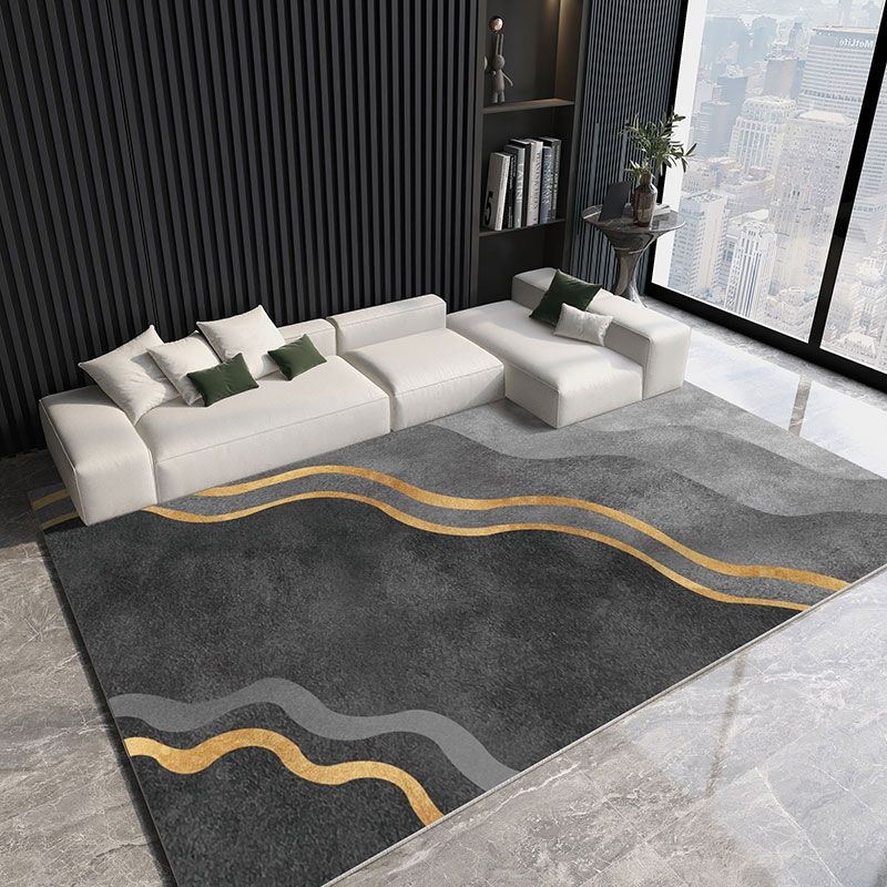 Gorgeous Gray Tone Carpet Modern Polyester Area Rug Living Room Area Rug with Non-Slip Backing