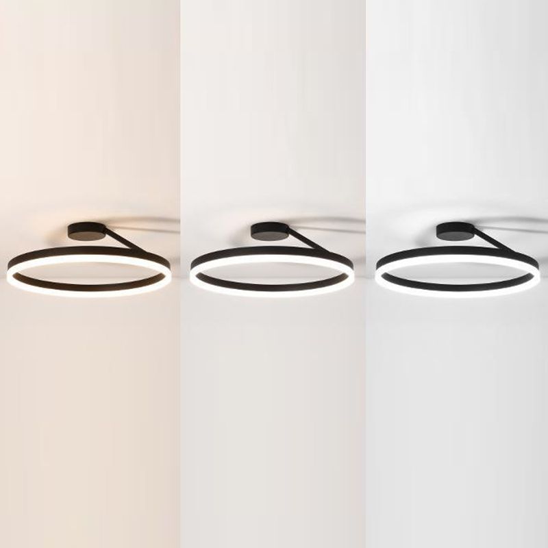 Metal Round Shape Flush Mount Light Modern-Style 1 Light Flush Ceiling Light in Black