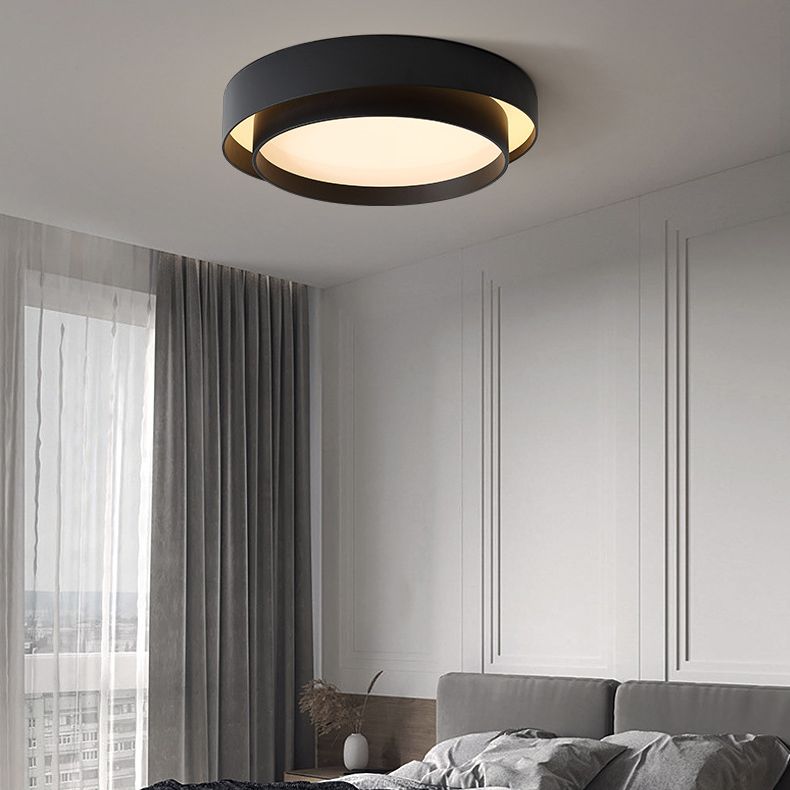 Modern Simplicity LED Flush Mount Wrought Iron Circular Ceiling Light with Acrylic Shade