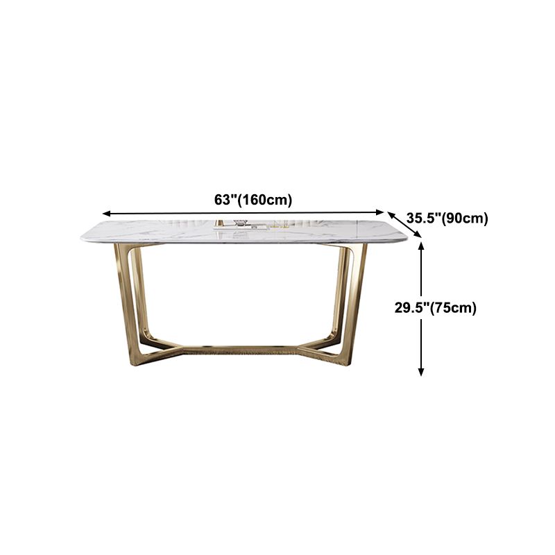 Luxury Marble Top Dining Table Rectangle Indoor Table with Trestle Base