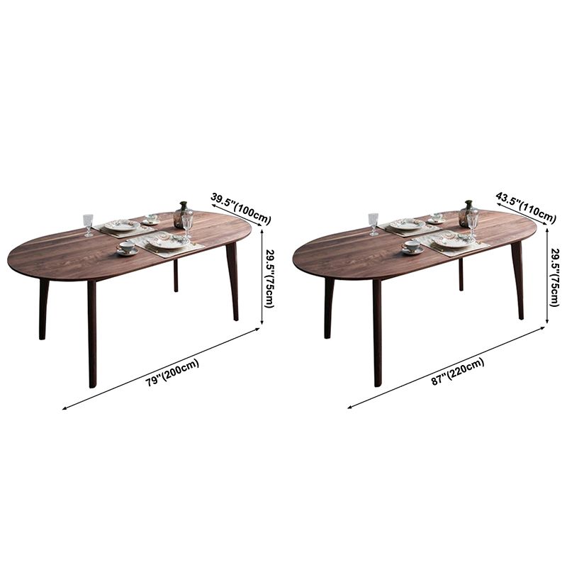 Simple Style Dining Table Solid Wood Oval 4 Legs Base Table for Kitchen and Home