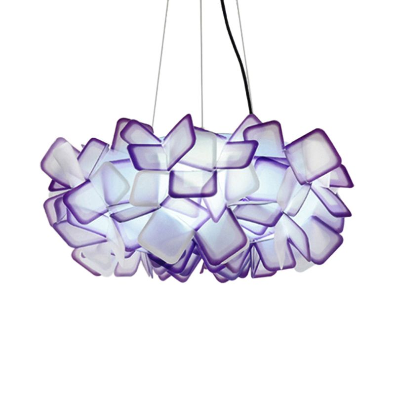 Braun/Blau/Lila Blüte Drop Anhänger zeitgemäß 21 "/27,5" breite 1-Licht-Acryldecklampe für Wohnzimmer