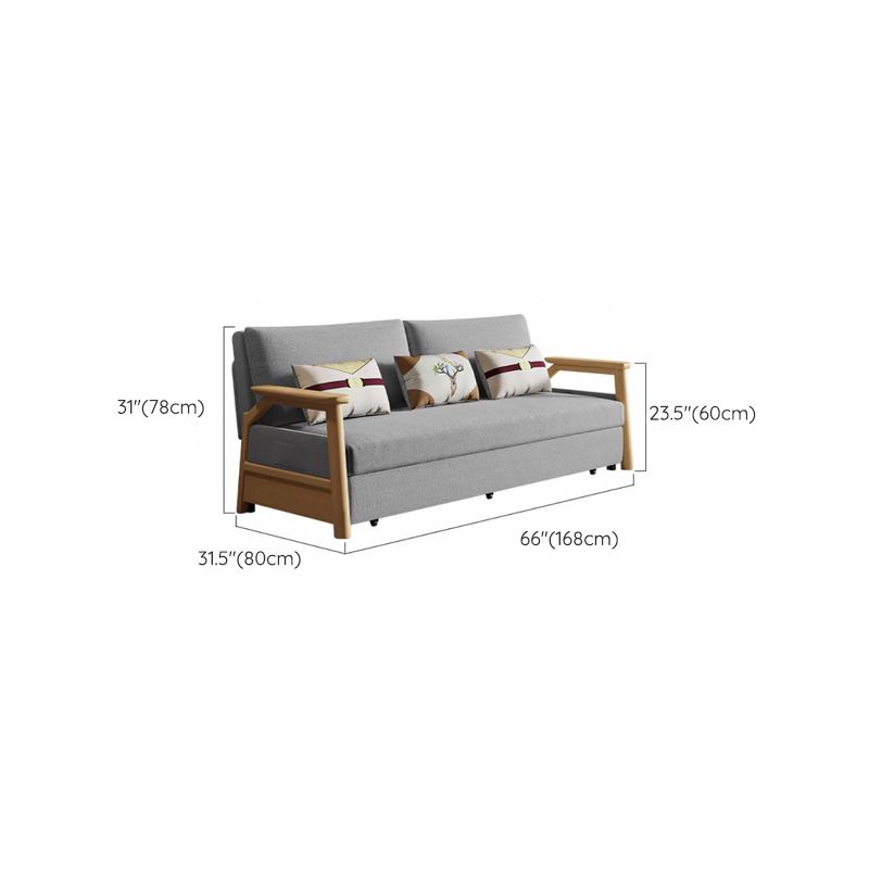 Scandinavian Gray Futon Sleeper Sofa Square Arms Futon and Mattress