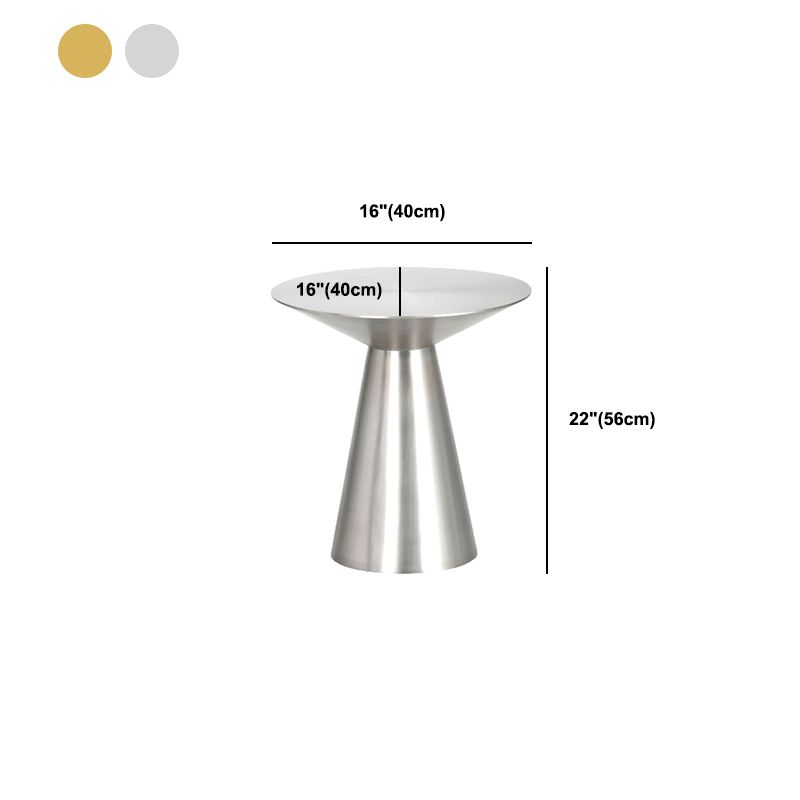 22.24" Tall Round Top Side Table Stainless Steel Pedestal End Table