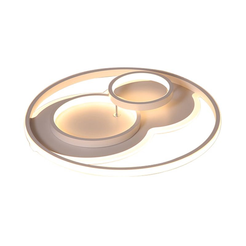 Black/White 3 Ring Close to Ceiling Lamp Modern LED Metal Flush Mount Light in White/Warm Light, 16"/19.5"/23.5" Wide