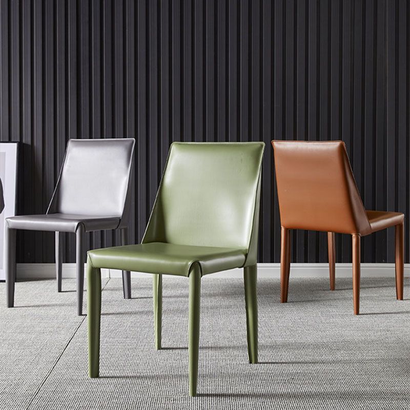 Chaises de salle à manger en cuir de style moderne, chaises latérales à dossier solide sans accoudoirs pour la cuisine