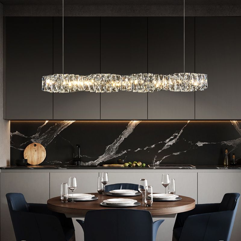 Modern Dining Island Lamp Kitchen Dining Room Crystal Hanging Lamp Fixture