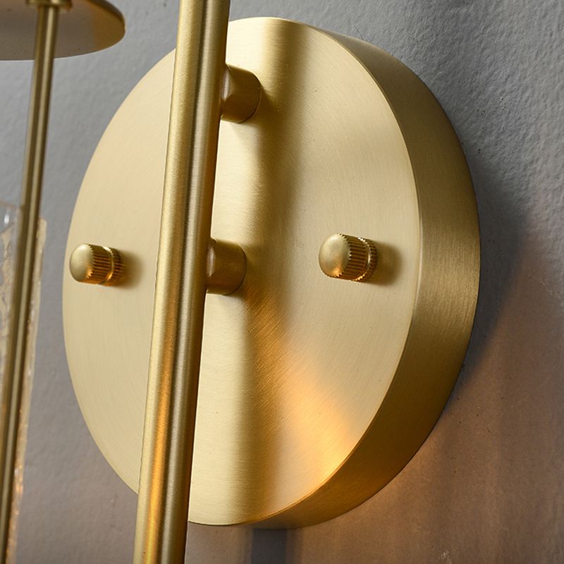Modern Metal Wall Sconce Cylinder Shape Wall Light with Glass Shade for Bedroom