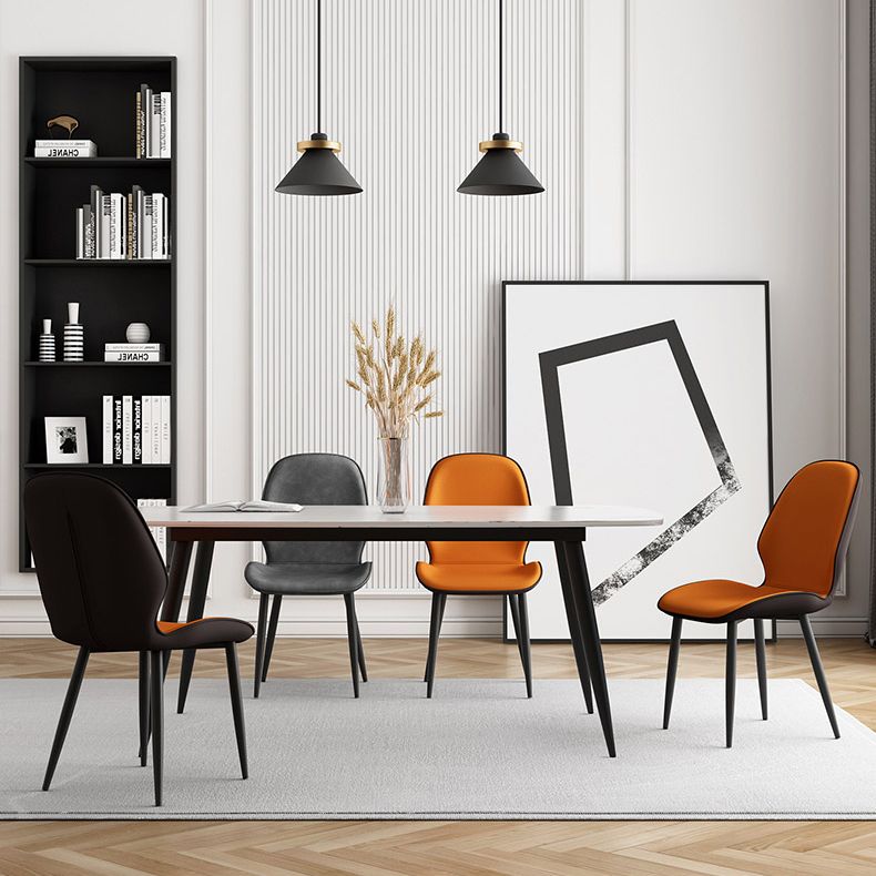Silla lateral de cuero contemporánea para restaurante, acabado mate Parsons, silla de comedor