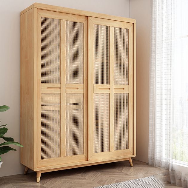 Rubberwood Wardrobe Closet Contemporary Sliding Wardrobe Armoire