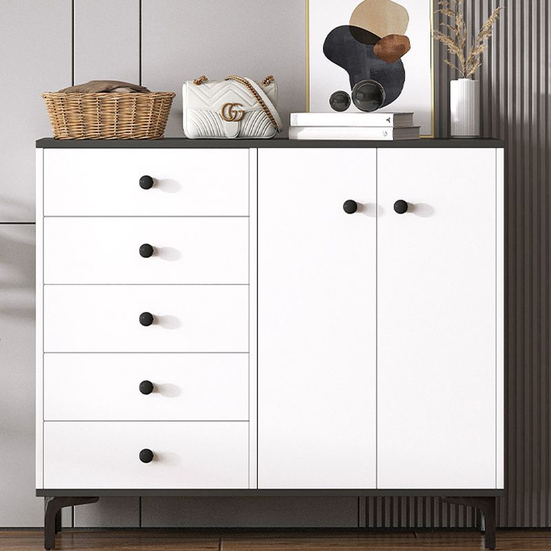 Modern White Storage Chest Dresser Wood Combo Dresser with Drawers and Doors