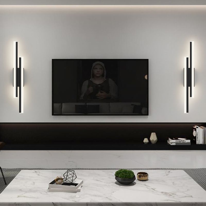 2-Lights Linear Wall Sconce Nordic Minimalist Style Aluminum Sconce Wall Light