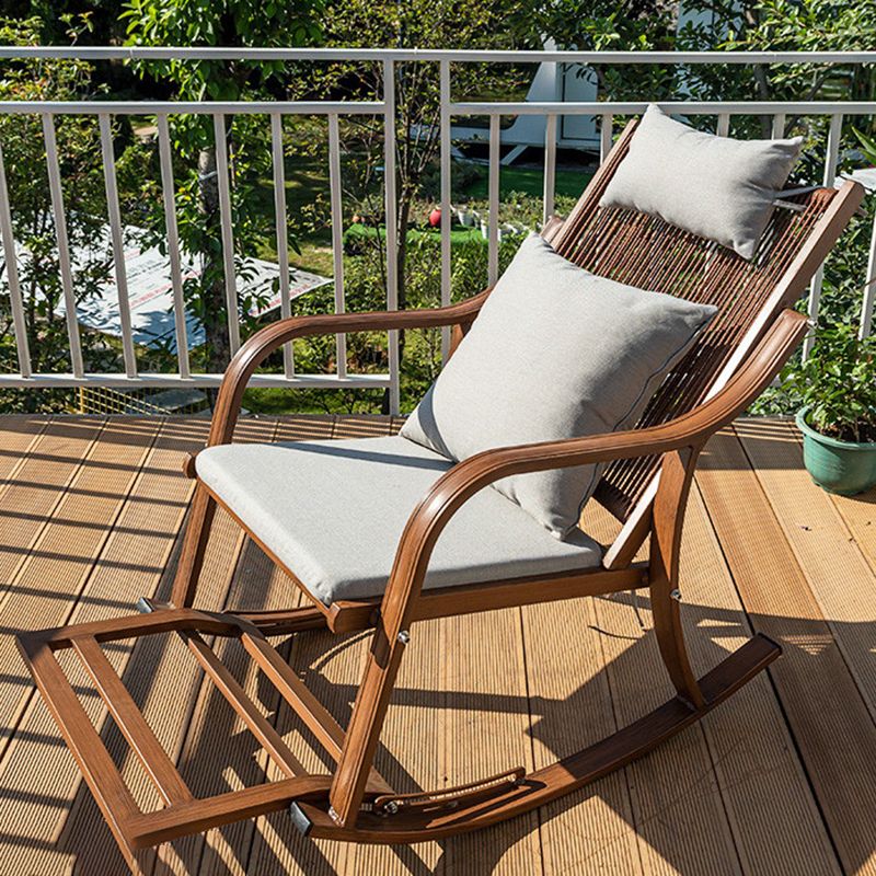 Wicker Modern Rocking Accent Chair Ergonomic Spindle Rocker Chair for Outdoor