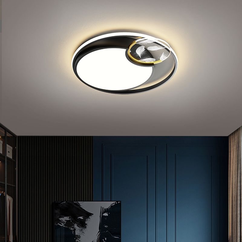 Modern Feather Ceiling Light Metal Geometric LED Flush Mount Light for Living Room