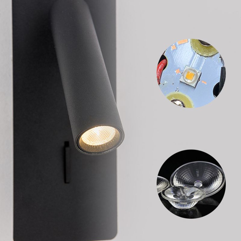 Aluminium Rechteckige LED -Wandlampe im modernen prägnanten Stil Eisenlesen Wandleuchten für Schlafzimmer