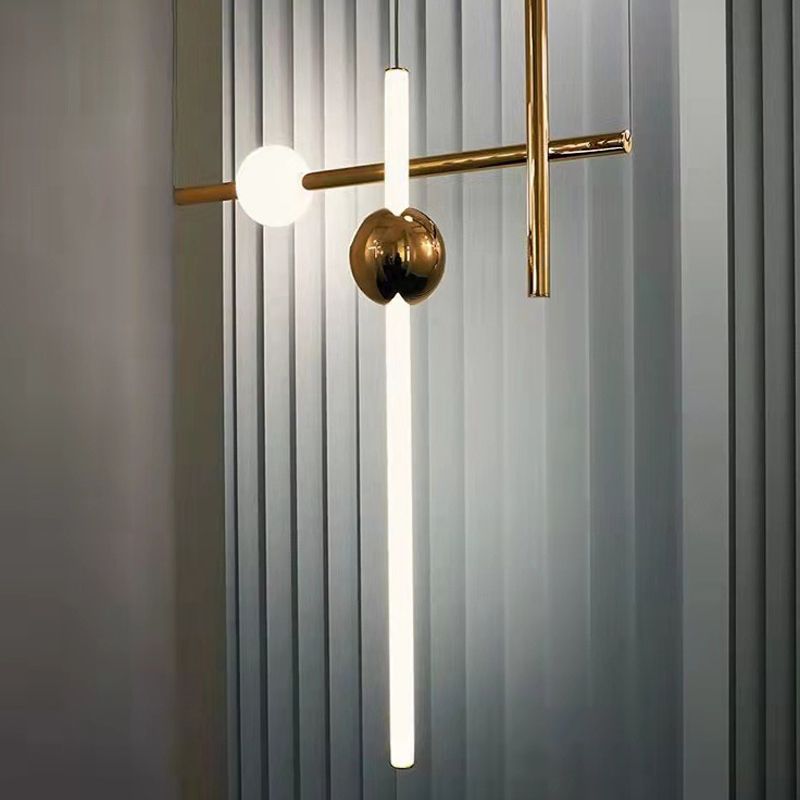 1 Licht hängende helle moderne Stil linearer Formglasanhängerlampe in Weiß