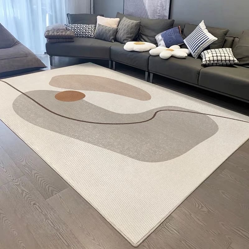 Dark Brown Modern Rug Polyester Color Lump Rug Non-Slip Rug for Living Room