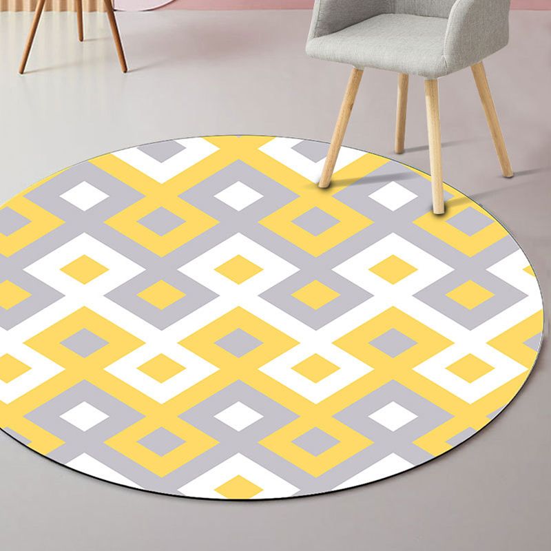 Novelty Geometric Print Rug Multi Colored Modern Carpet Polyester Anti-Slip Backing Washable Stain Resistant Area Rug for Room